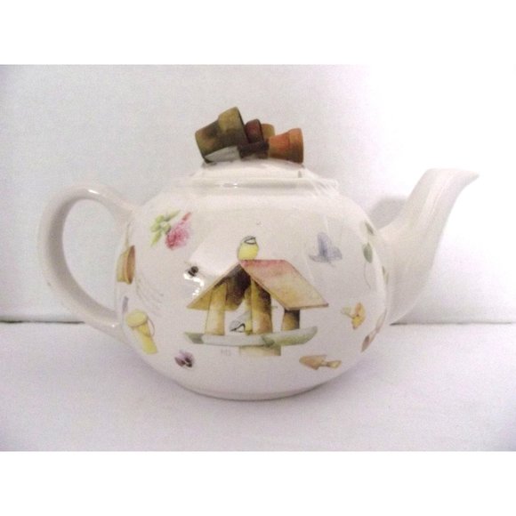 Hallmark Other - Vtg. 90's Marjolen Bastin Hallmark Teapot Gardening Pot Lid Bird Feeder, Butterf